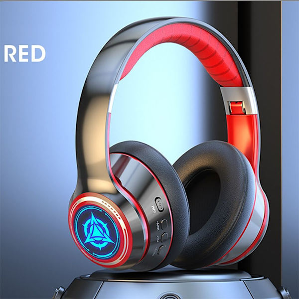Trådløse Bluetooth 5.2-hodetelefoner Trådløse datamaskin-hodetelefoner Black red