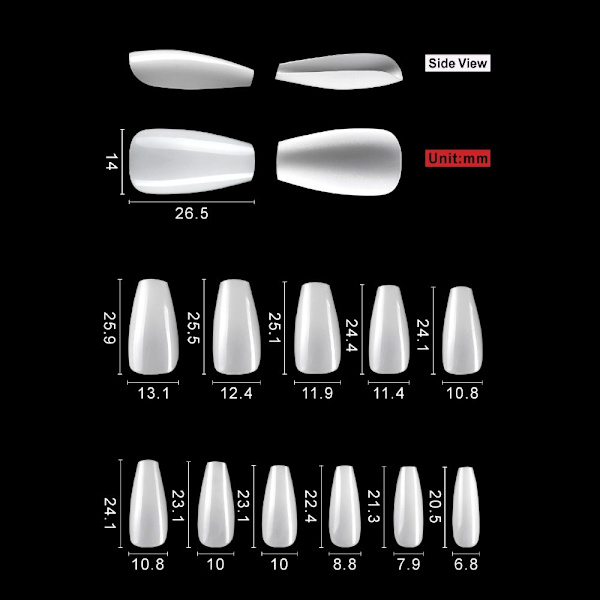 24st/kartong Rosa Svart Gradient False Nail Love Diamond Fake Nail