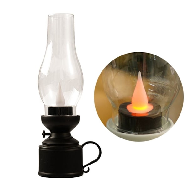 Elektronisk petroleumslampe Natlys Dekoration SORT PLANGTIG Black Flashy Wick