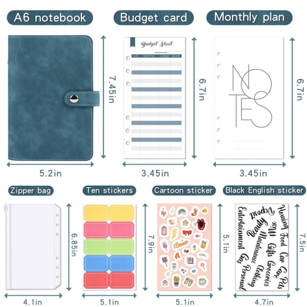 Savings Challenge Binder Planner Muistikirja SININEN blue