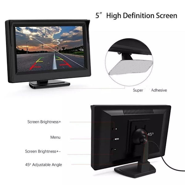 5 tuuman Driving Recorder Screen Screen Monitor Auto DVR Dash Cam