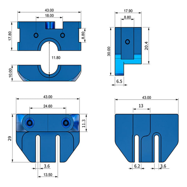 Al Metal Mount adapter V6 Volcano Hotend til Creality 3D