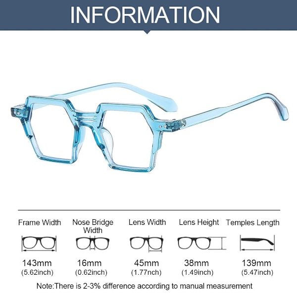 Anti-Blue Light Glasses Oversized Eyeglasses LIGHT BLUE Light blue