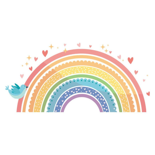 Väggdekor Färgglada Boho Rainbow Heart Tapet Rainbow Dekaler
