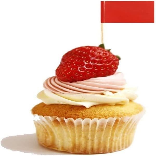 200 st Cupcake Röd rektangulär flagga Logotyp Buffédekoration 200 pcs
