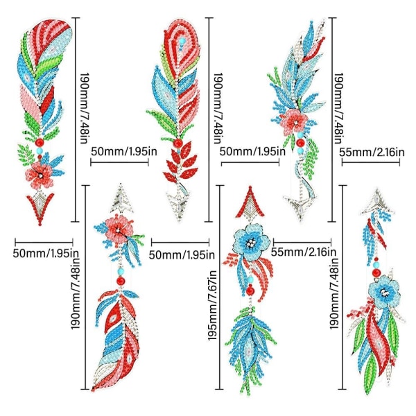 6 STK/sett Fjærbokmerke Diamantmaleribokmerke 03 03 03