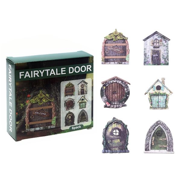 6 STK/ Set Miniatyr Sagor Dörr Fairy Garden Gate Trädörr