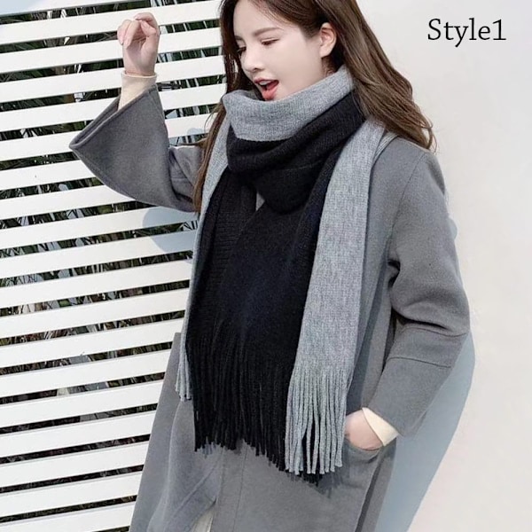 Luksus Cashmere Fargematching Dame Skjerf Vintersjal STYLE3 style3