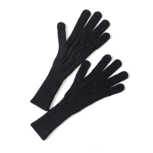 1 par strikkede hansker Berøringsskjermhansker SVART Black