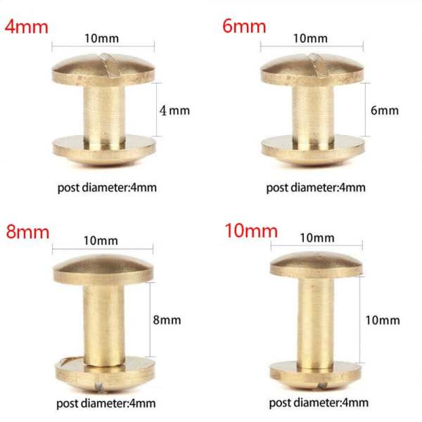 10 stk Arc Bælte Skrue Læder Craft 8MM10SÆT 10SÆT 8mm10sets