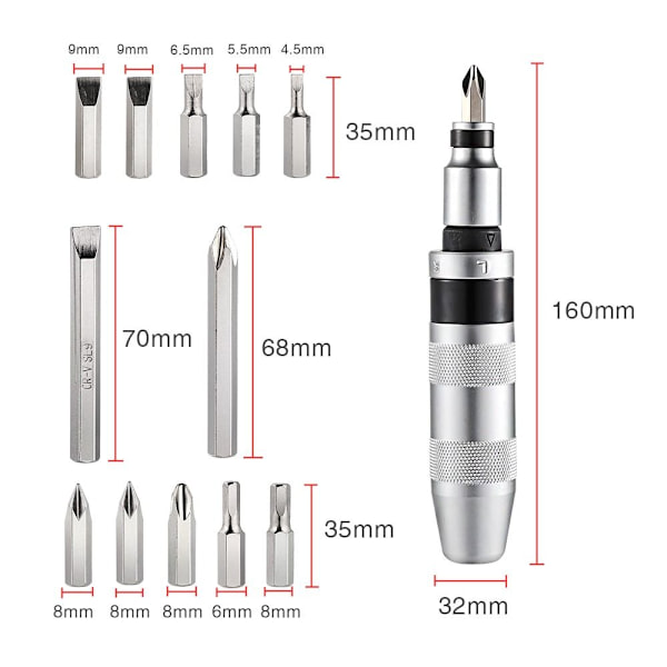 Iskuruuvimeisseli Set 13kpl 13kpl 13PCS