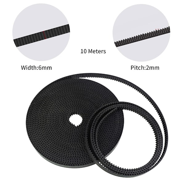 10 meter 3D-skrivarrem Synchronous GT2 kuggrem