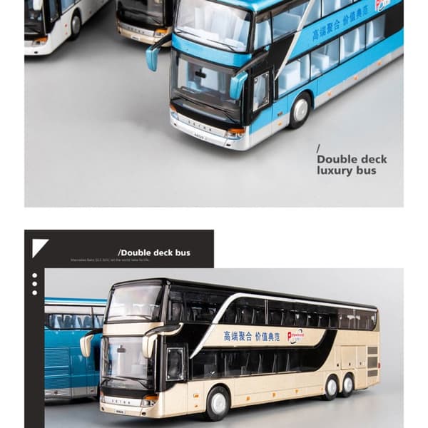 Legeringsbussmodell Dubbeldäckare Sightseeingbuss VIT white