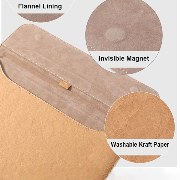 Kraft-paperilaukku kannettavalle tietokoneelle Ultrabook Sleeve RUSKEA 12-13 TUUM Brown 12-13 inch