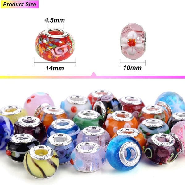 50 Stk Glasperler Store Hulperler Europæisk Lampwork Bead