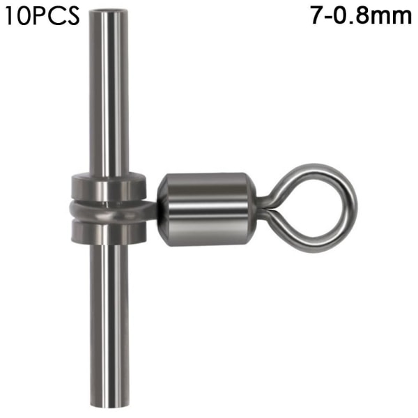 10 stk/sæt Tube Fishing Swivels ærmer Rulleswivel 7-0,8MM 7-0.8mm