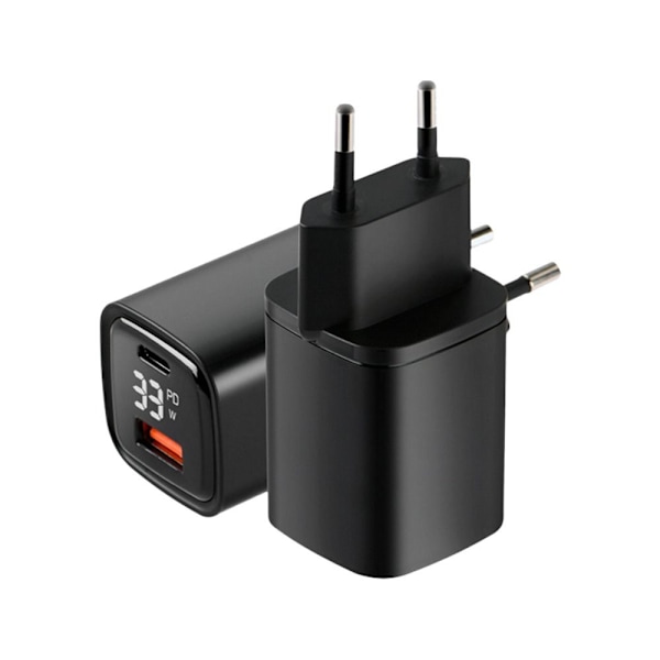 Snabb Quick Charger Adapter SVART EU-PLUGG EU-PLUGG Black EU Plug-EU Plug