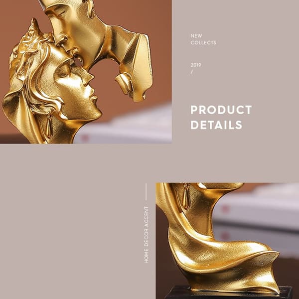 Lovers Statue Kyssestilling GULD GULD Gold