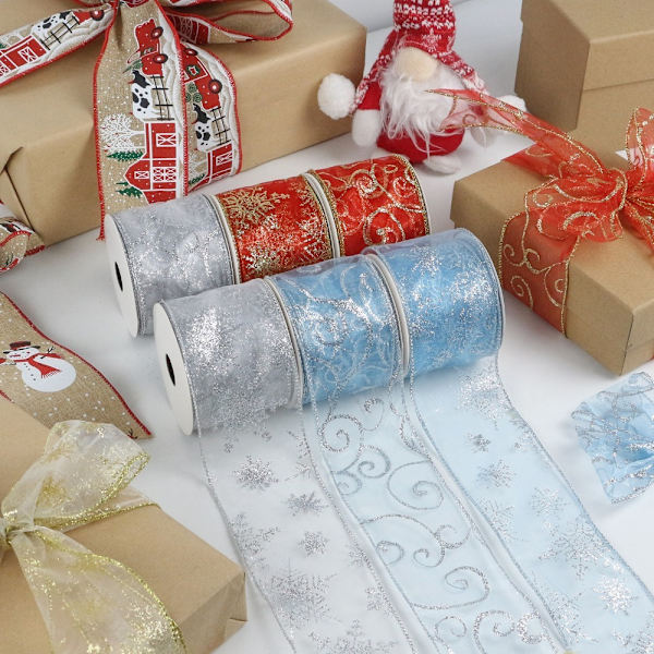 Glitter Ribbon Christmas Wired Edge 5 5 5