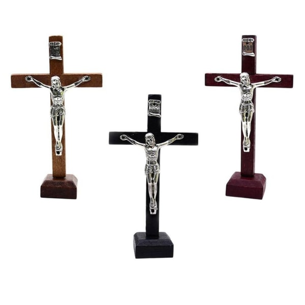 Kors Borddekor Crucifix Jesus Statue VINRØD Wine Red