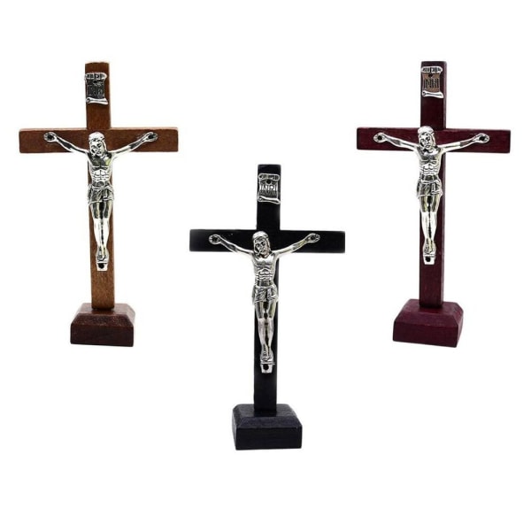 Kors Bordplade Dekor Crucifix Jesus Statue BRUN Brown