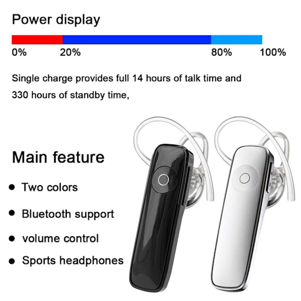 3 stk. Bluetooth Headset In-Ear Ørepropper SORT Black
