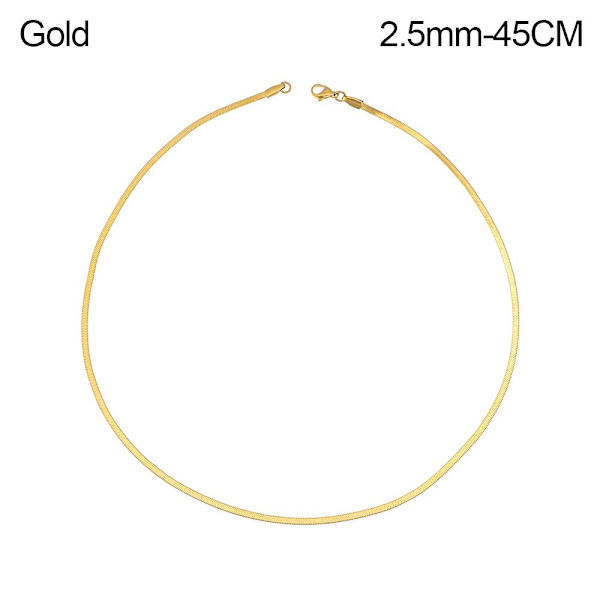 18"/20" platt ormkedja fiskbenshalsband Gold 2.5mm-45CM