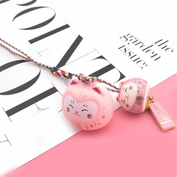 Dobbelt Lucky Cat Pendant Japansk Lucky Cat Cat Ornamenter Pearlescent Pink