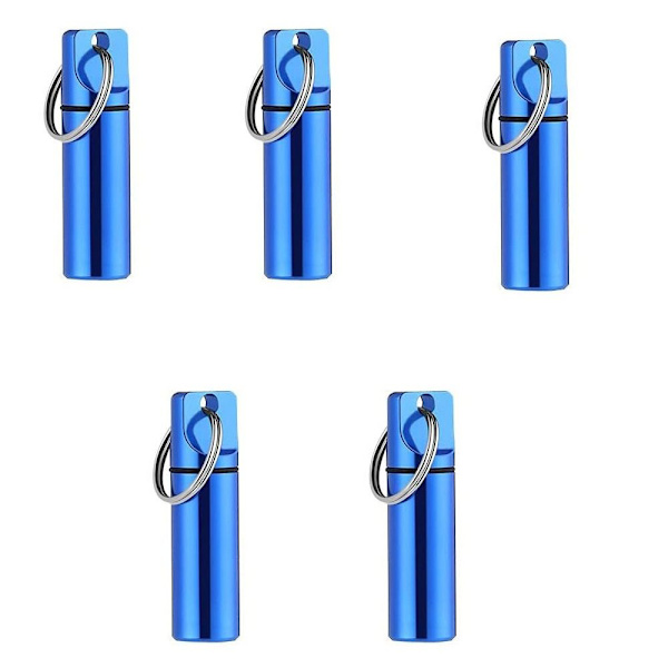 5 stk Pilleæske Etui Kapsel Organizer BLÅ blue