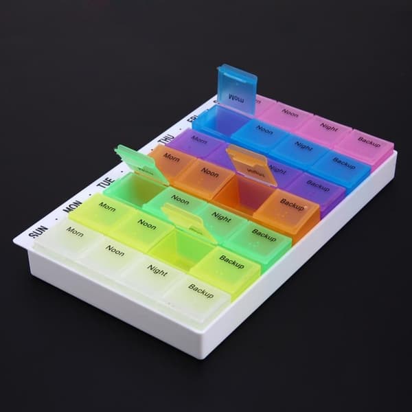 Ukentlig 7-dagers pilleboks 28-roms tablettdispenser