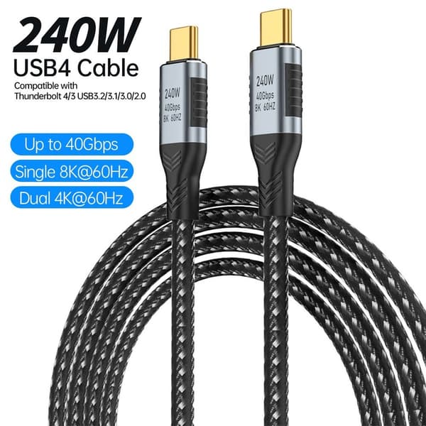 USB-C till typ C-kabel USB 4.0 Gen 3 1.2M 1.2m