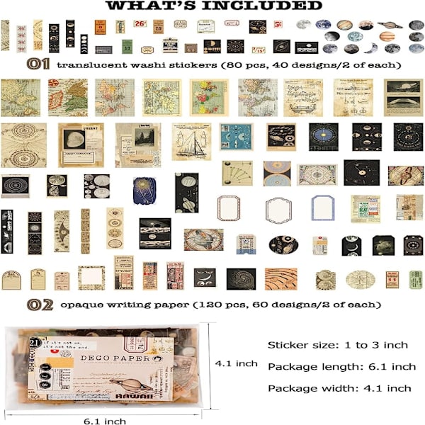 200 stk klistremerker Estetiske klistremerker Scrapbook-klistremerker