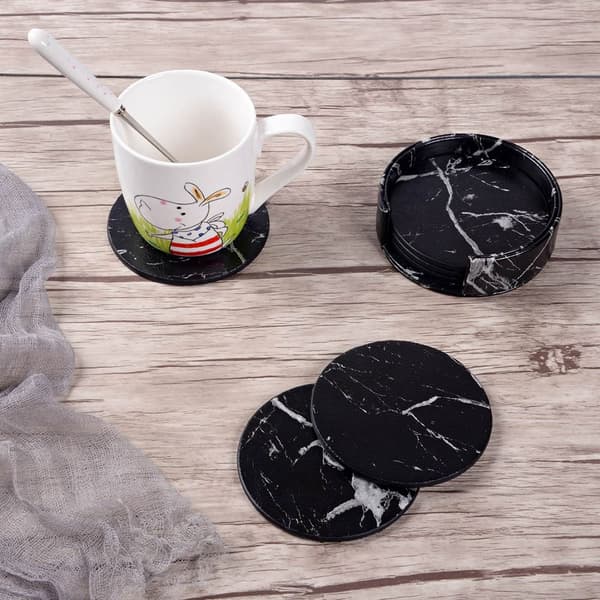 Cup Mat Pad Set Marble Texture Cup Mat VALKOINEN white