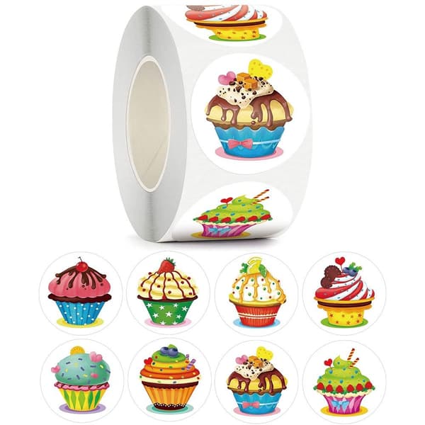 2 Rullar Cupcakestickers, Självhäftande
