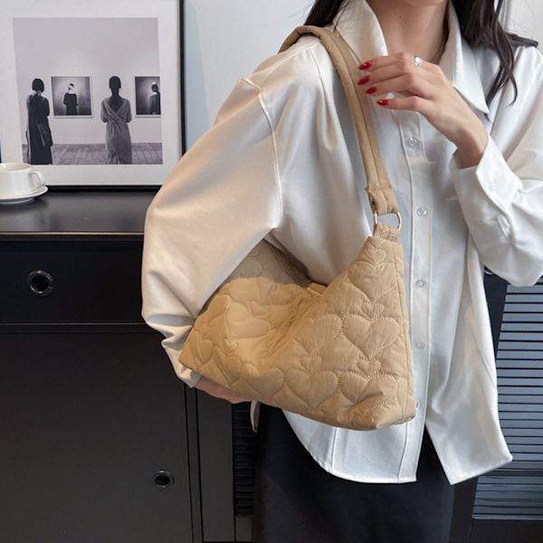 Skuldertasker Quiltet mulepose KHAKI khaki