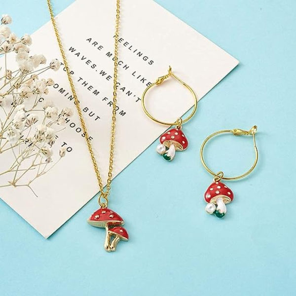 20 kpl emalisieniriipus Charms Red Mushroom