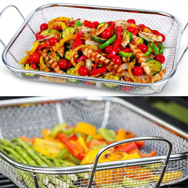 Stekpanna Grill Stekställ Mesh Frityrkorg Matbricka Grillkorg