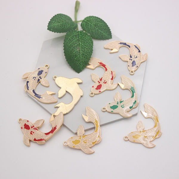 10 Stk Peace Fish Charm Pendant Emalje Dyreform Pedant