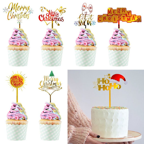 5 STK Akryl Merry Christmas Tree Cake Topper A