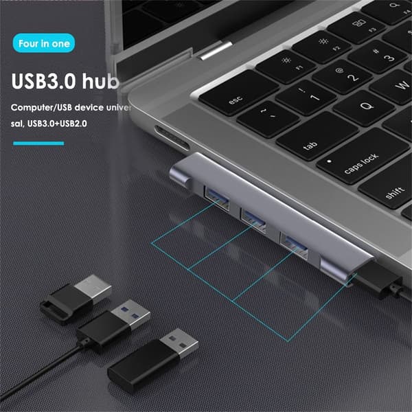 4 I 1 USB-C HUB Universal USB 3.0 dokkingstasjon