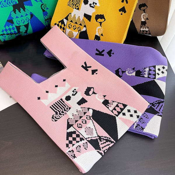 Stickad handväska Knot handledsväska LILA purple