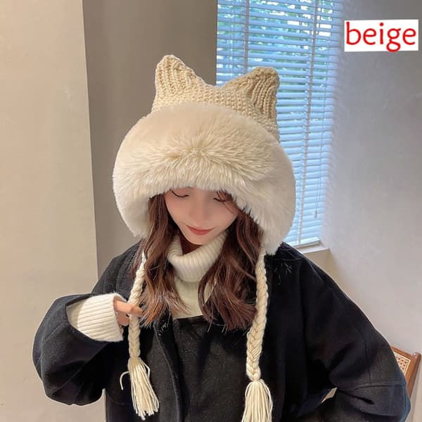 Søt Beanie Hat Heklet Cap BEIGE beige