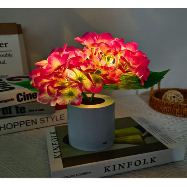 Led Hydrangea Blomsterlampe Skrivebordslampe ROSA 2 2 pink 2-2