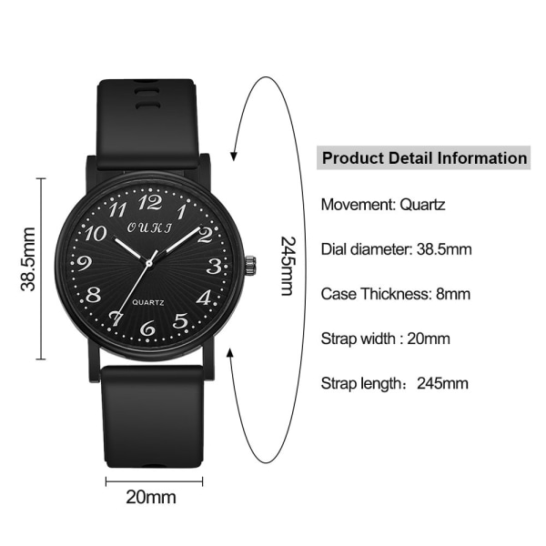 Naisten watch Quartz WristWatch MUSTA black