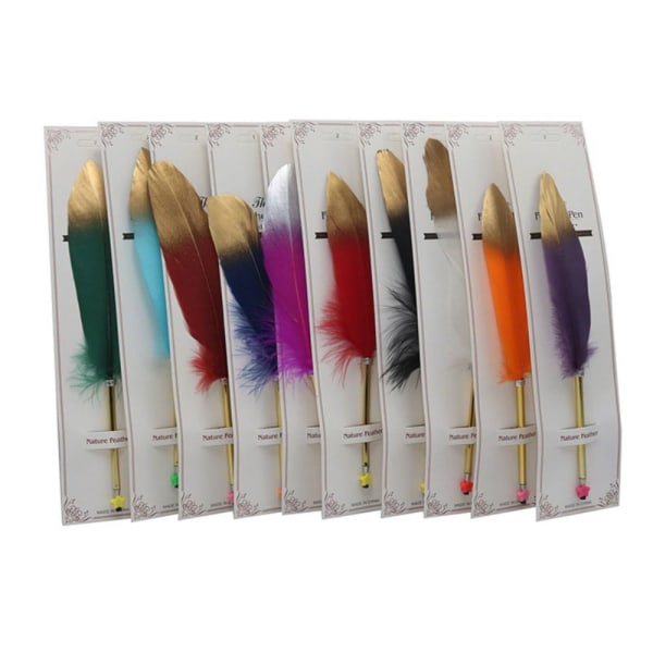 Guld Spray Feather Kuglepen Feather Pen HVID White