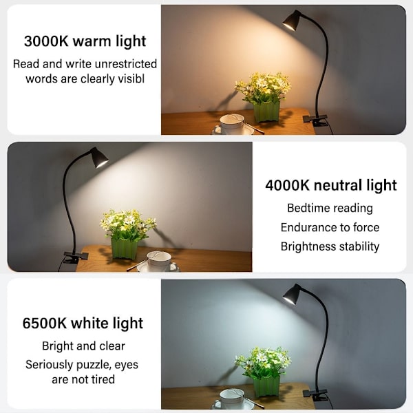 LED USB Clip Skrivebordslampe SORT black
