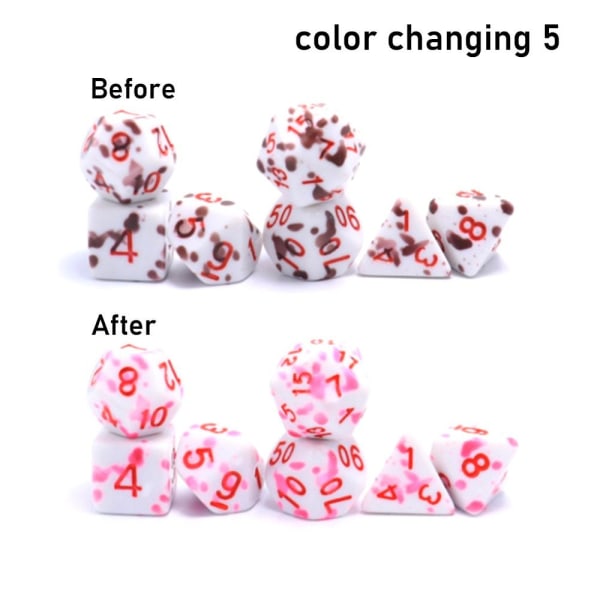 7st/ set DND-tärningar Polyedriska tärningar FÄRG BYTER 5 FÄRG color changing 5