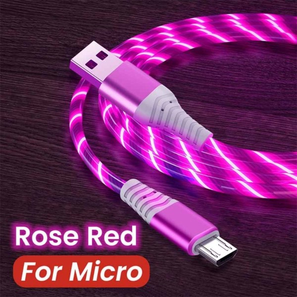 2 st Streaming Datakabel Mobiltelefon Laddkabel ROSE RED Rose Red Micro-Micro