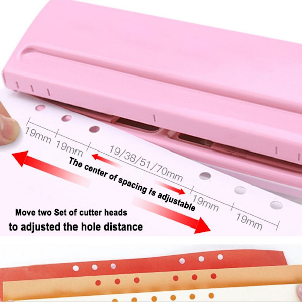 Loose Leaf Puncher 6 Hul Punch PINK Pink