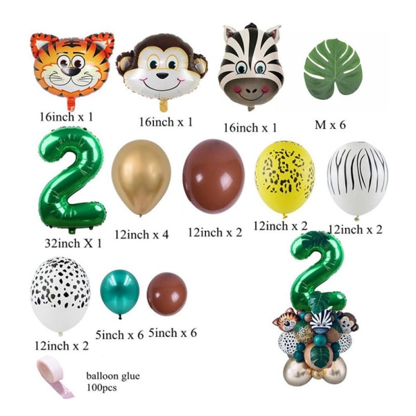Djur Nummerballonger Digitala Ballongset NUMMER 2 Number 2